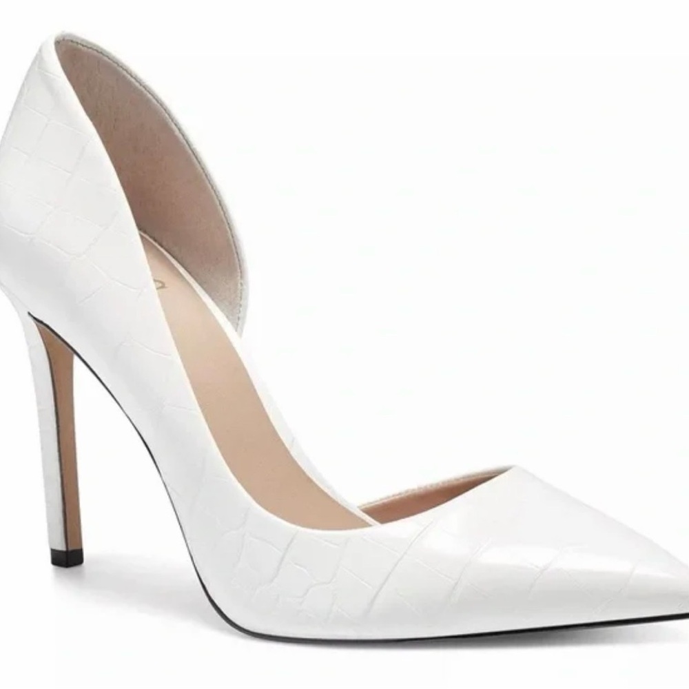 INC International Concepts White Croc-Embossed Pointed Toe Stiletto Pump